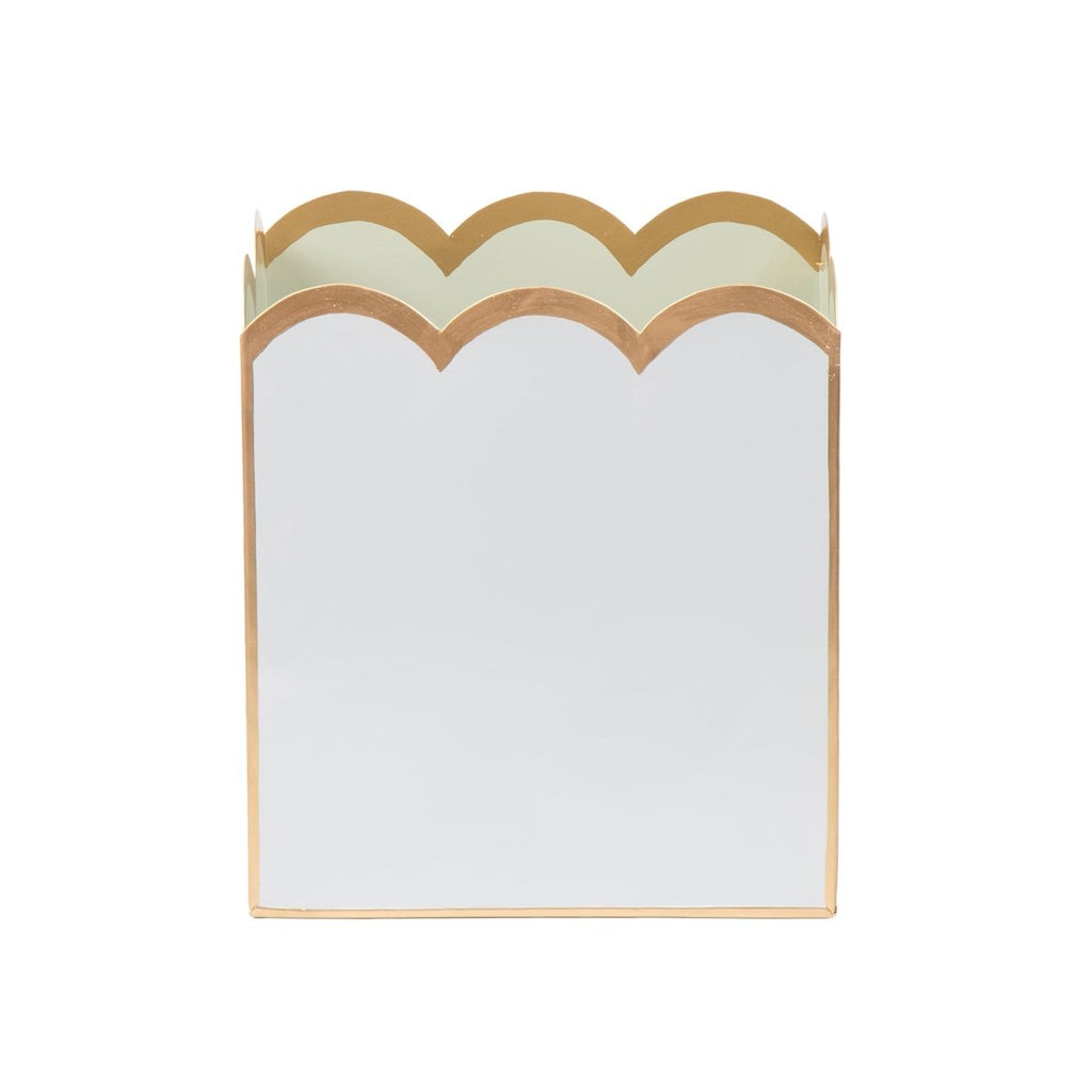 Gracie Scarlett Wastebasket - White & Sage Green - Avail 05/12 - Wastebaskets from Jaye's Studio