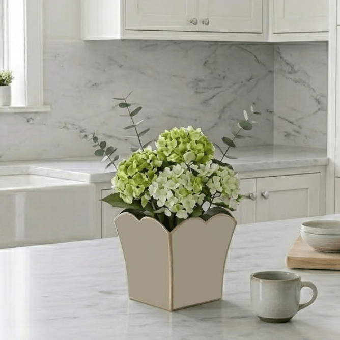 Gracie Taupe Square Metal Cachepot For Bedroom, Office, Kitchen, Living Room - Gracie Scarlette Collection - Cachepots from Jaye's Studio