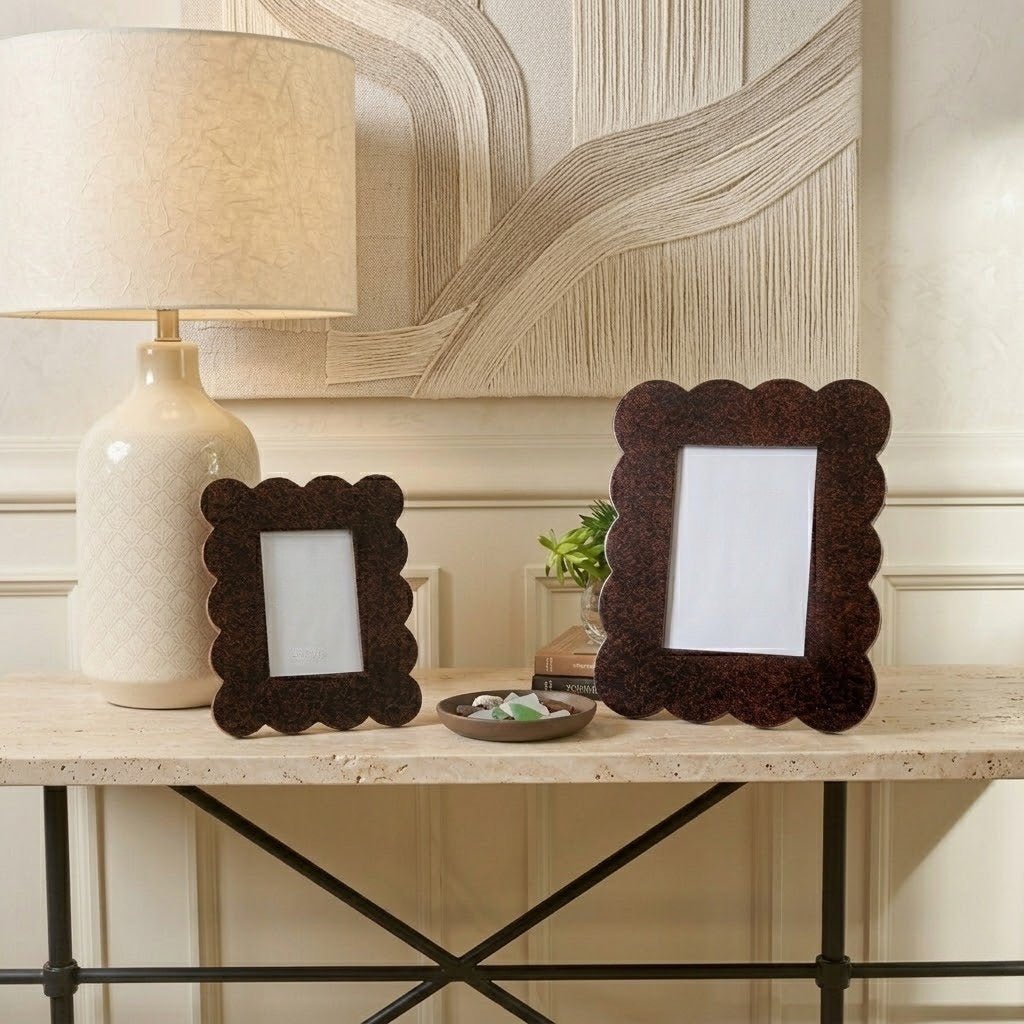 Gracie Tortoise Scalloped Rectangular Wooden Photo Frame - Photo & Picture Frames from Jaye's Studio