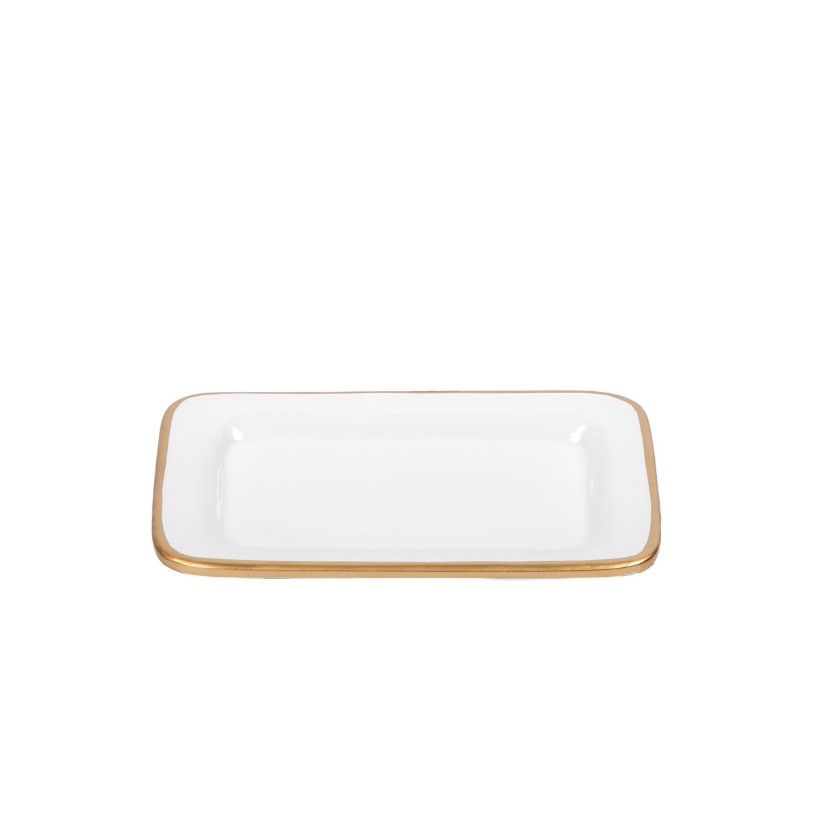 Gracie White Enameled Rectangle Soap Dish, Catch All Tray, Jewelry Tray for Bathroom, Vanity, Sink - Decorative Laney Tray - from Jaye's Studio