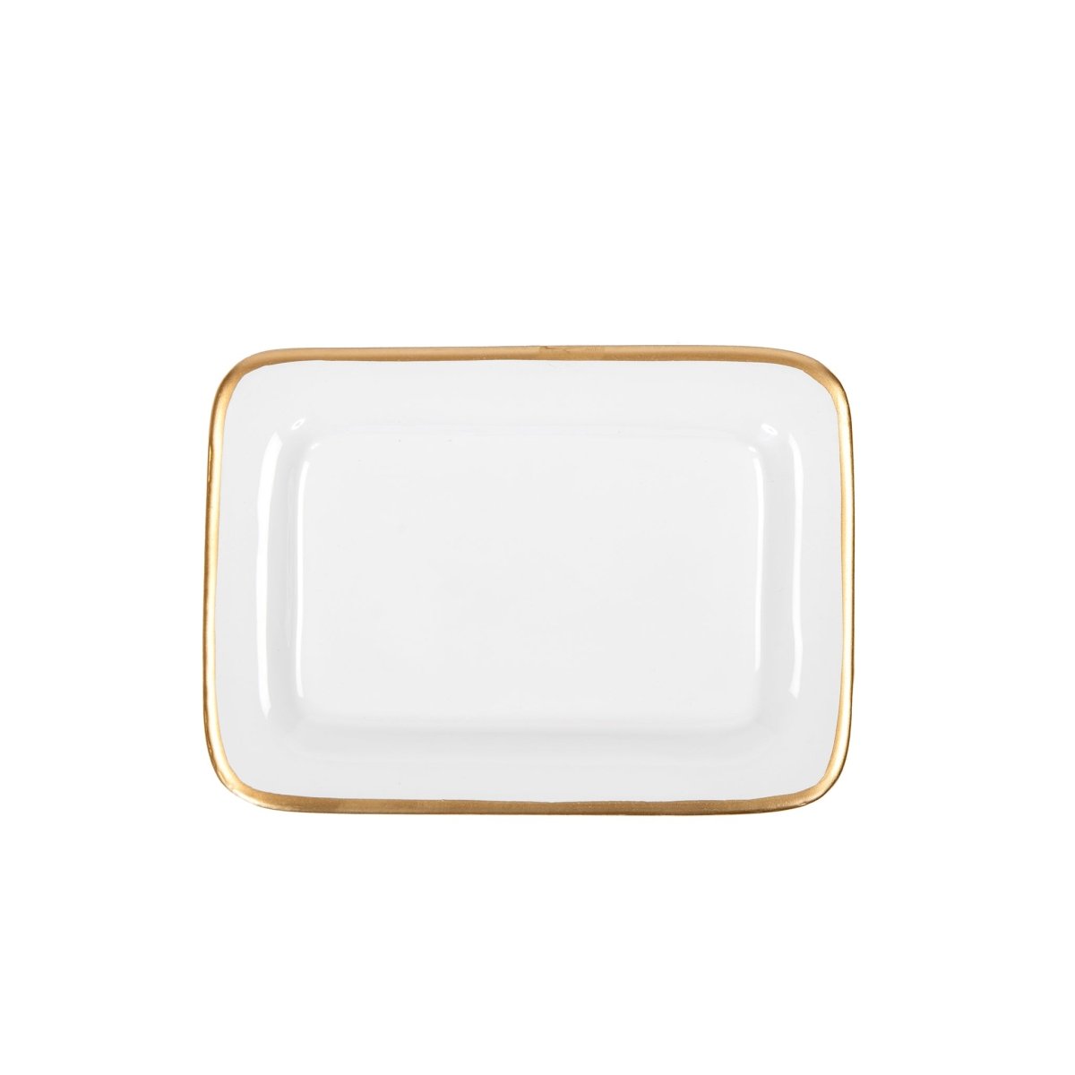 Gracie White Enameled Rectangle Soap Dish, Catch All Tray, Jewelry Tray for Bathroom, Vanity, Sink - Decorative Laney Tray - from Jaye's Studio
