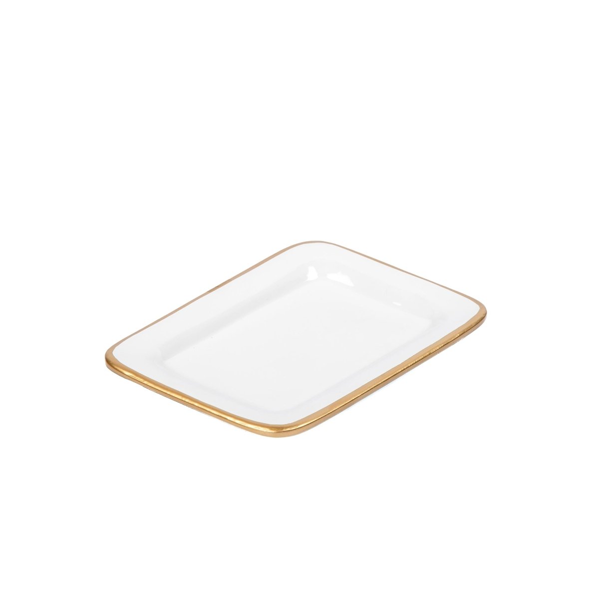 Gracie White Enameled Rectangle Soap Dish, Catch All Tray, Jewelry Tray for Bathroom, Vanity, Sink - Decorative Laney Tray - from Jaye's Studio
