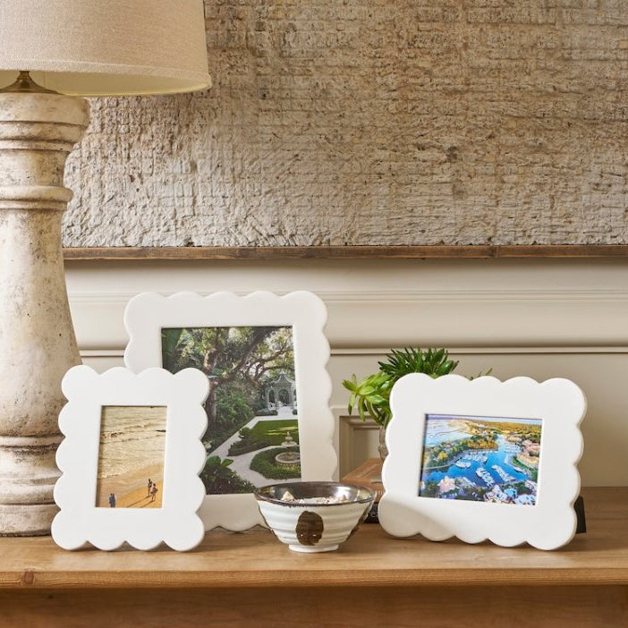 Gracie White Scalloped Rectangular Metal Photo Frame, Picture Frame for Home, Bedroom, Home Office - Photo & Picture Frames from Jaye's Studio