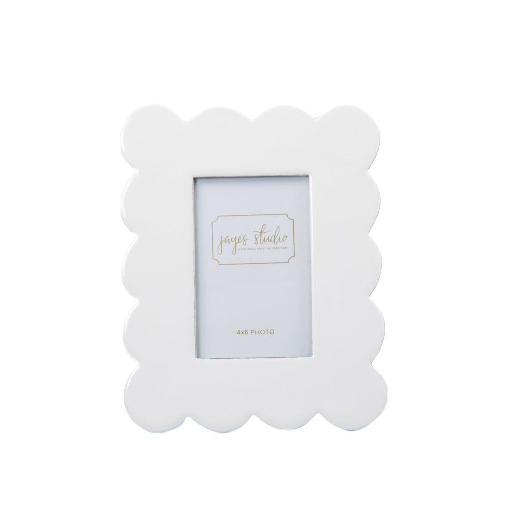 Gracie White Scalloped Rectangular Metal Photo Frame, Picture Frame for Home, Bedroom, Home Office - Photo & Picture Frames from Jaye's Studio