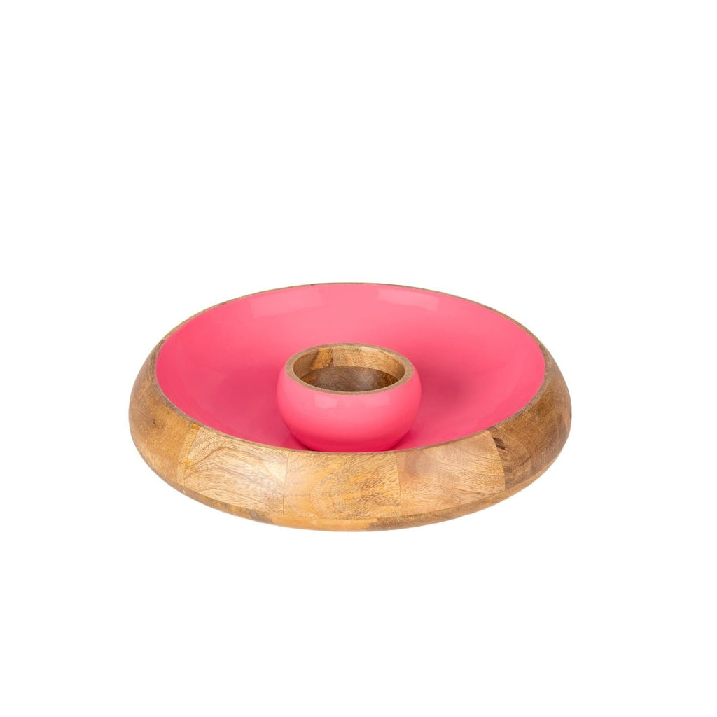 Gracie Wooden Chip & Dip Bowl - Pink - Avail 04/18 - from Jaye's Studio