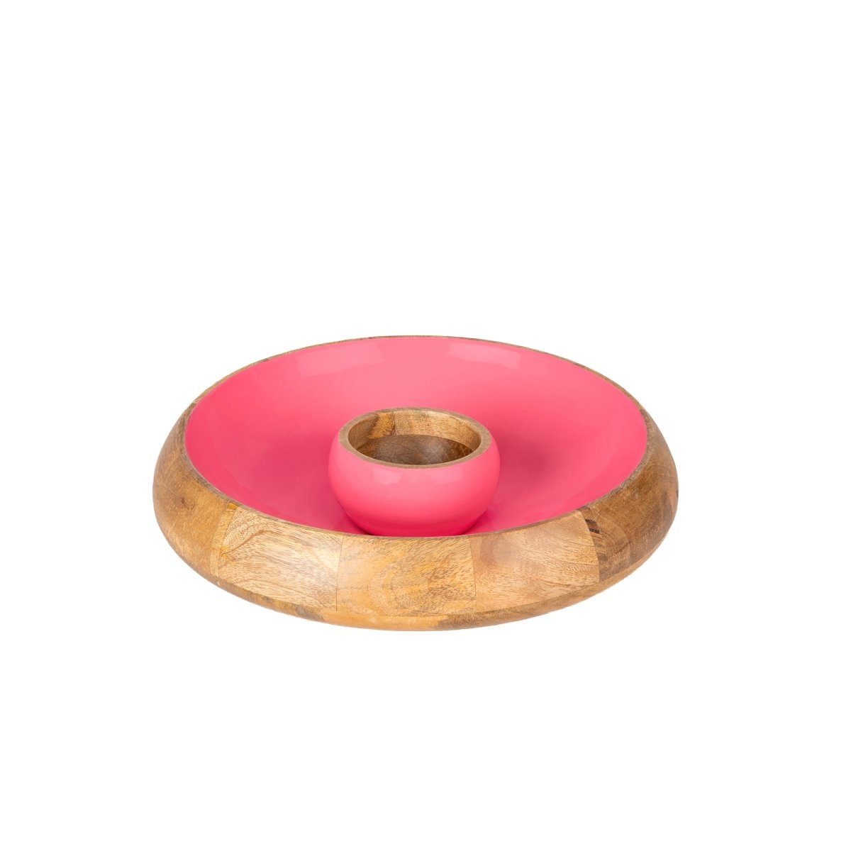 Gracie Wooden Chip & Dip Bowl - Pink - Avail 04/18 - from Jaye's Studio