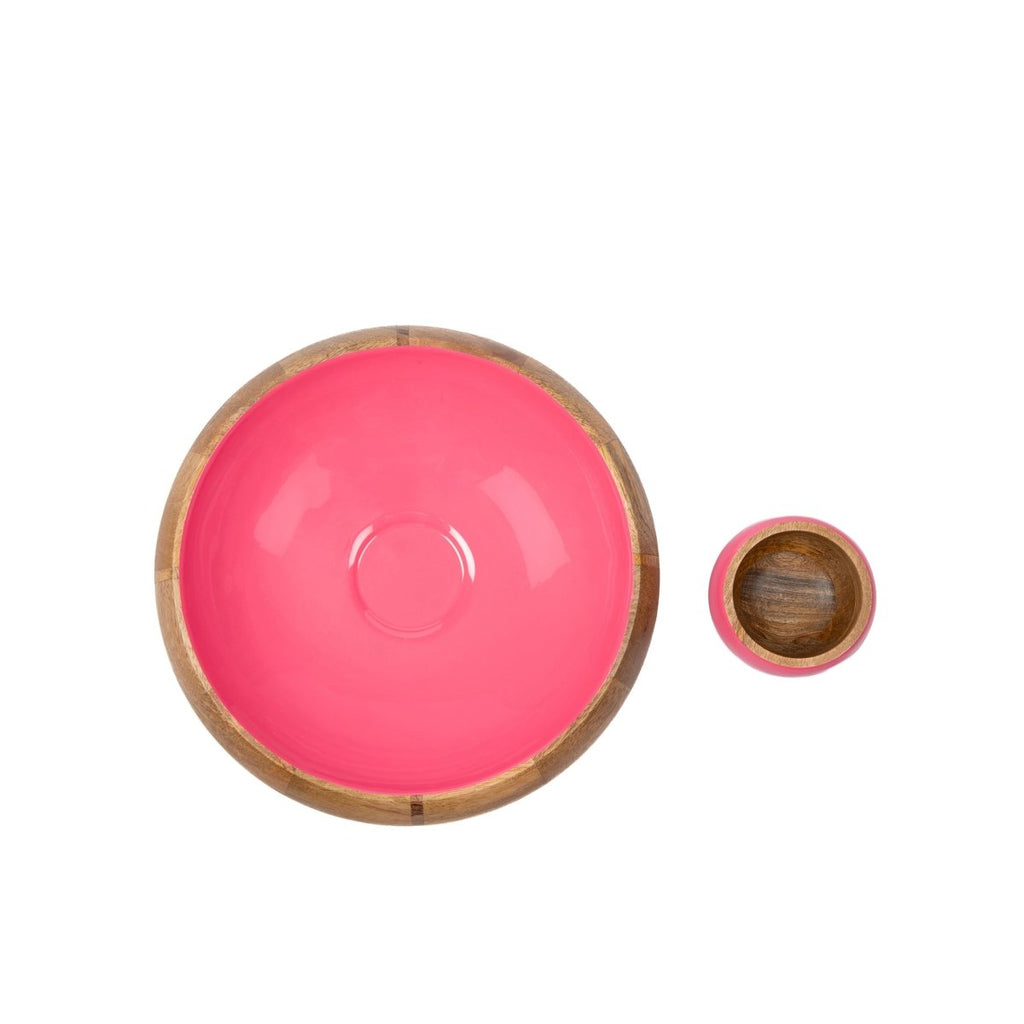Gracie Wooden Chip & Dip Bowl - Pink - Avail 04/18 - from Jaye's Studio