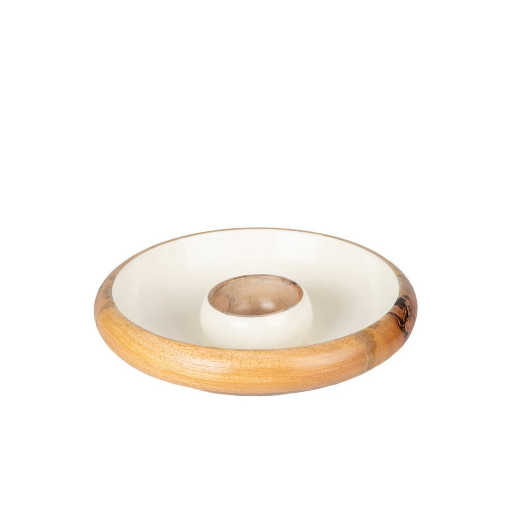 Gracie Wooden Chip & Dip Bowl - White - Avail 04/18 - from Jaye's Studio