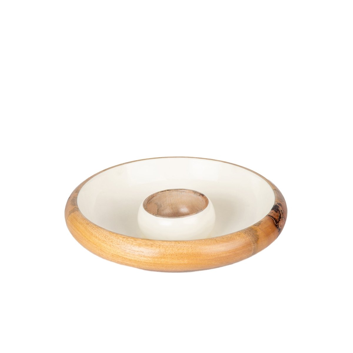 Gracie Wooden Chip & Dip Bowl - White - Avail 04/18 - from Jaye's Studio