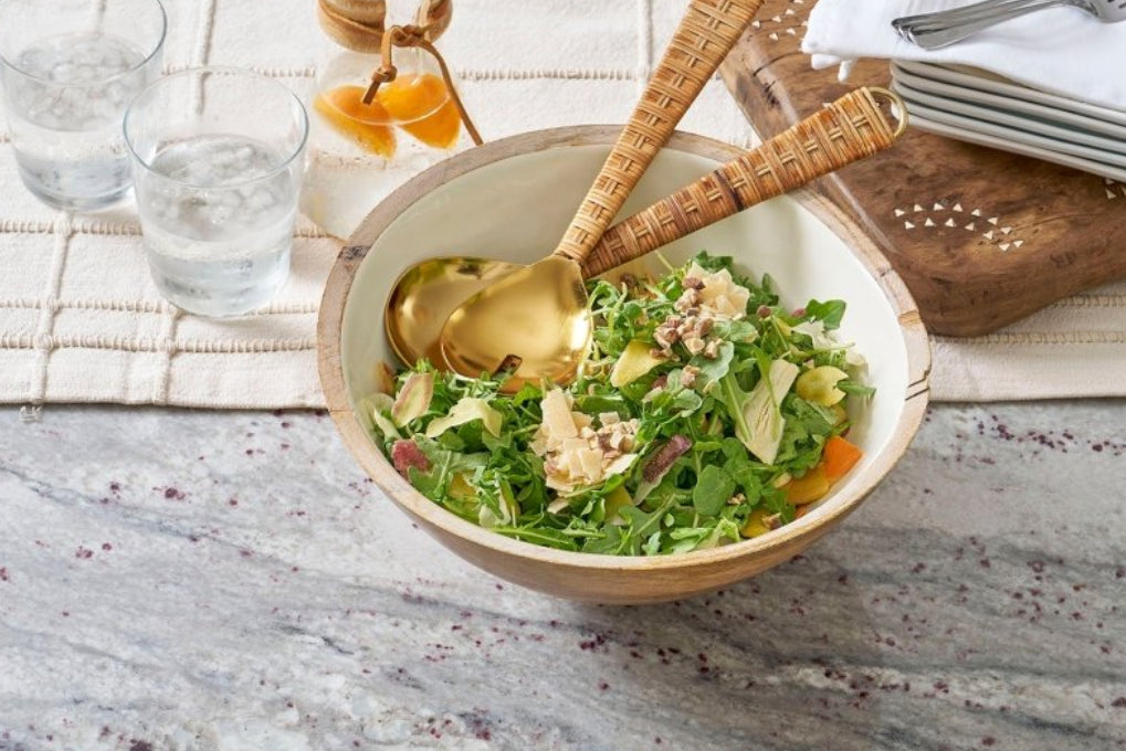 Gracie Wooden Salad Bowl - White - Avail 04/18 - from Jaye's Studio