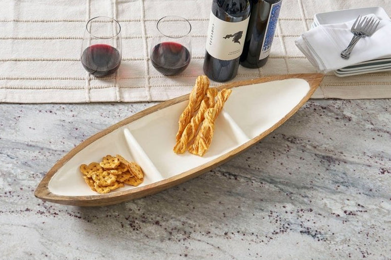 Gracie Wooden Serving Boat Tray - White - Avail 04/18 - from Jaye's Studio