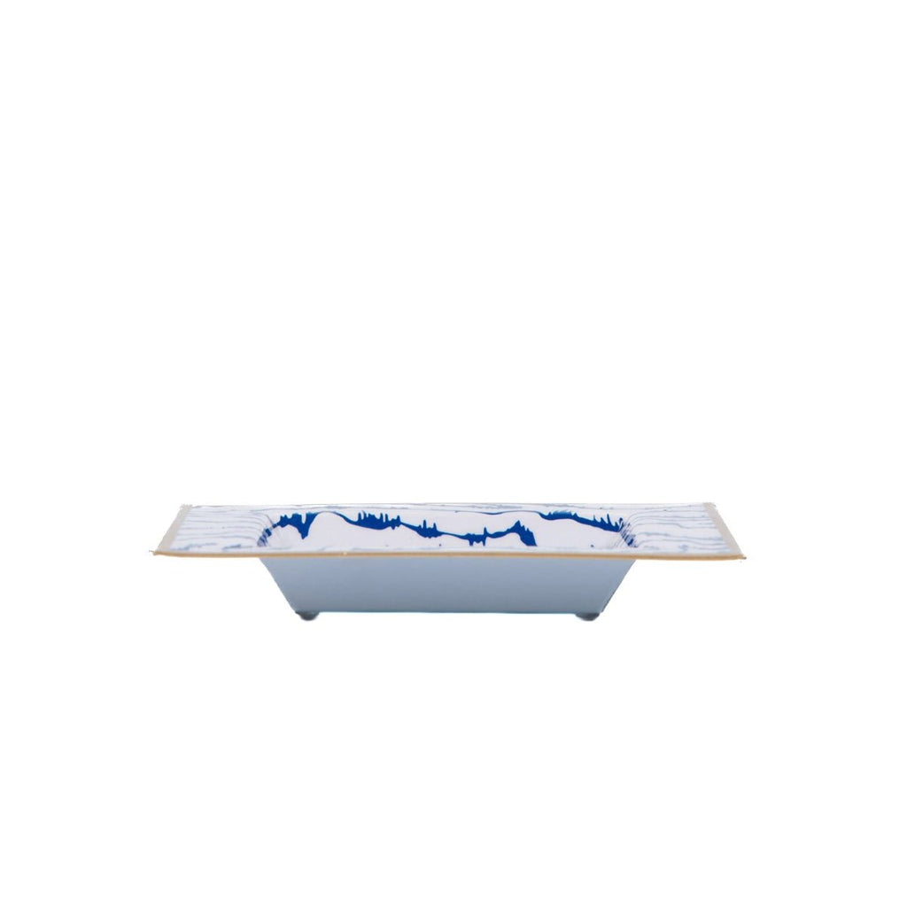 Heatwave Blue Enameled Square Decorative Trinket Tray, Catch All Tray, Jewelry Tray for Vanity, Bathroom, Bedside Home Office - Trinket Trays from Jaye's Studio