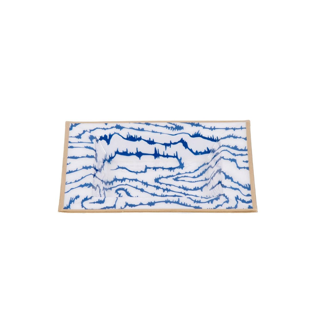 Heatwave Blue Enameled Square Decorative Trinket Tray, Catch All Tray, Jewelry Tray for Vanity, Bathroom, Bedside Home Office - Trinket Trays from Jaye's Studio