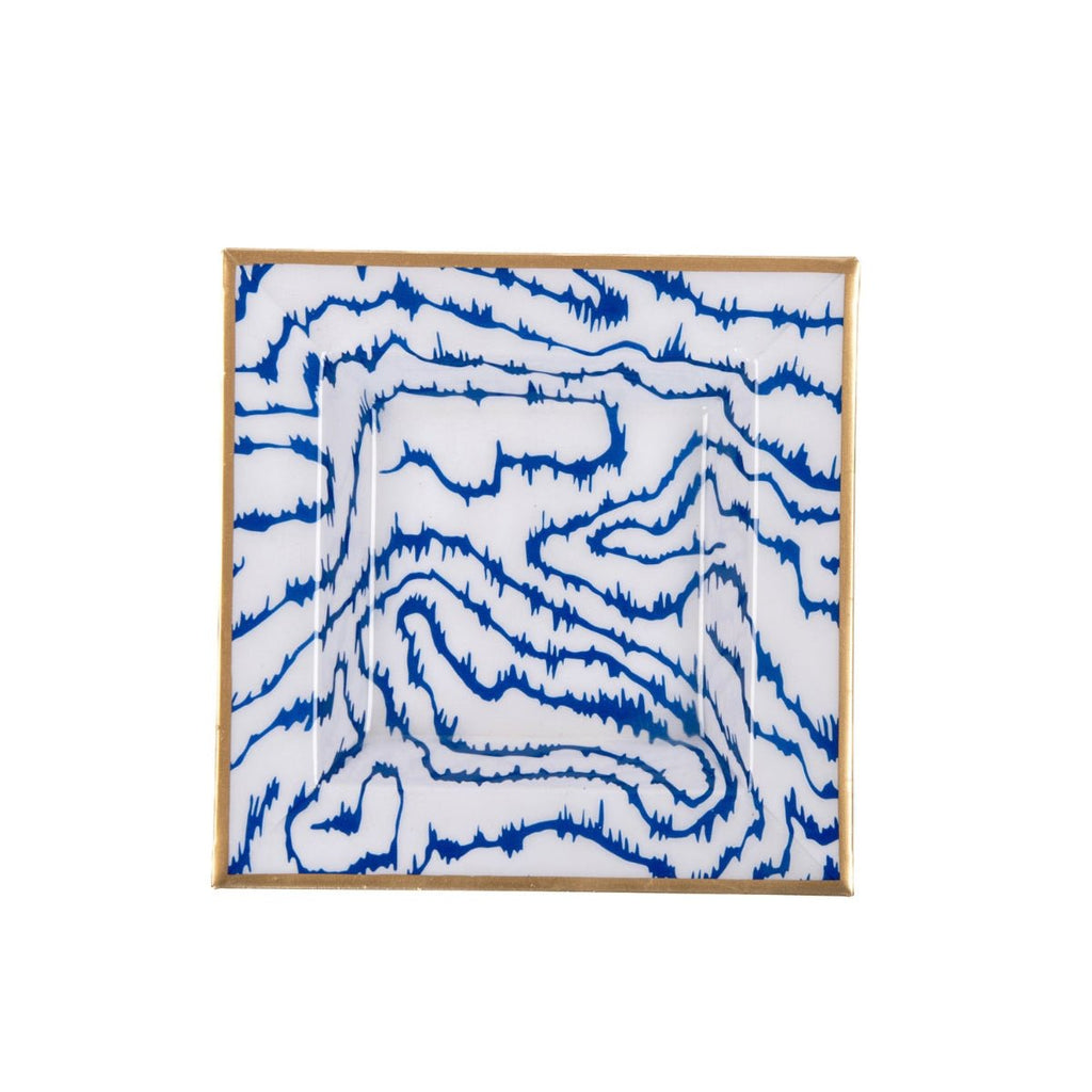 Heatwave Blue Enameled Square Decorative Trinket Tray, Catch All Tray, Jewelry Tray for Vanity, Bathroom, Bedside Home Office - Trinket Trays from Jaye's Studio