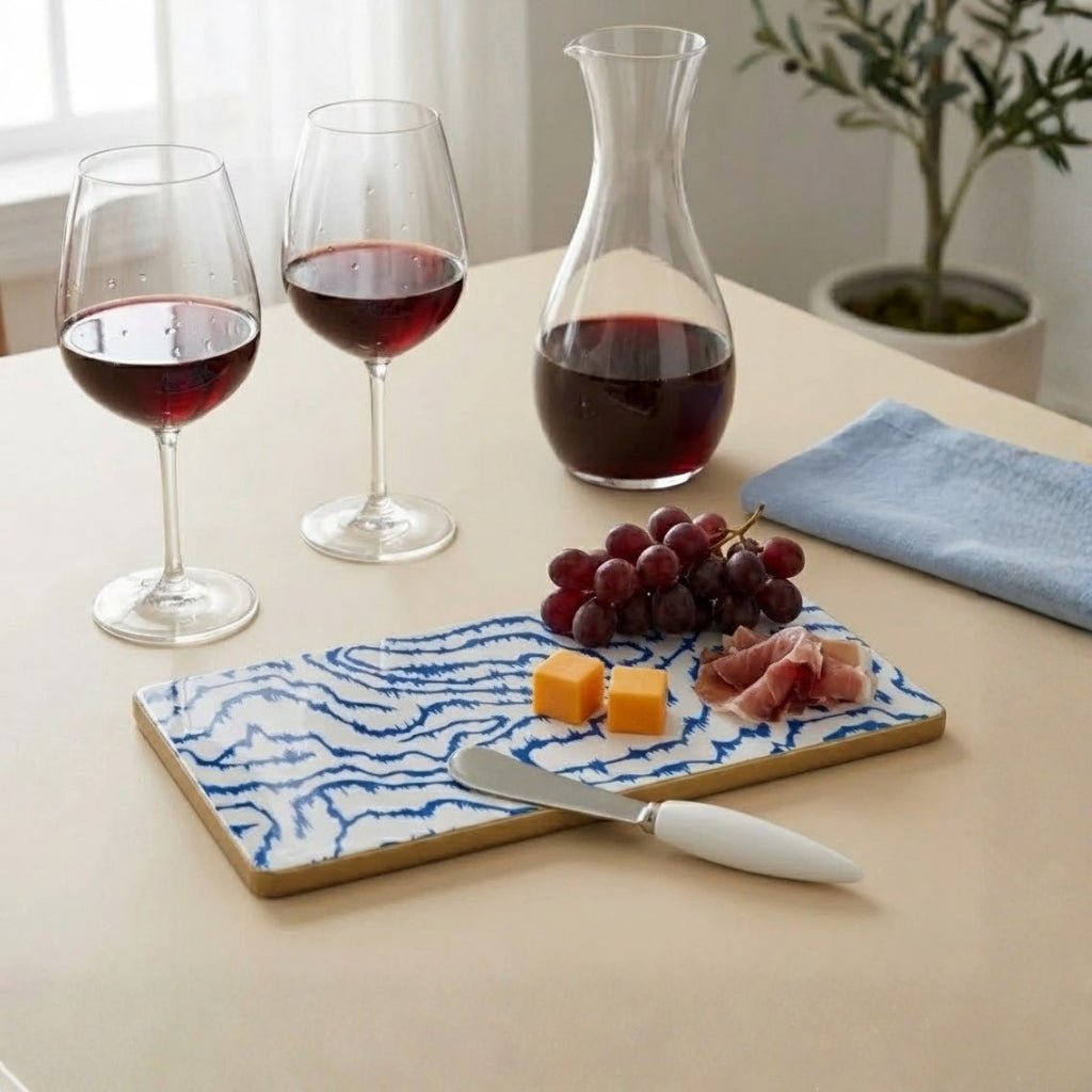 Heatwave Enameled Blue Charcuterie Board, Wooden Cutting Board, Chopping Board for Serving, Food & Meat Prep - Avail 05/31 - Cutting Board from Jaye's Studio
