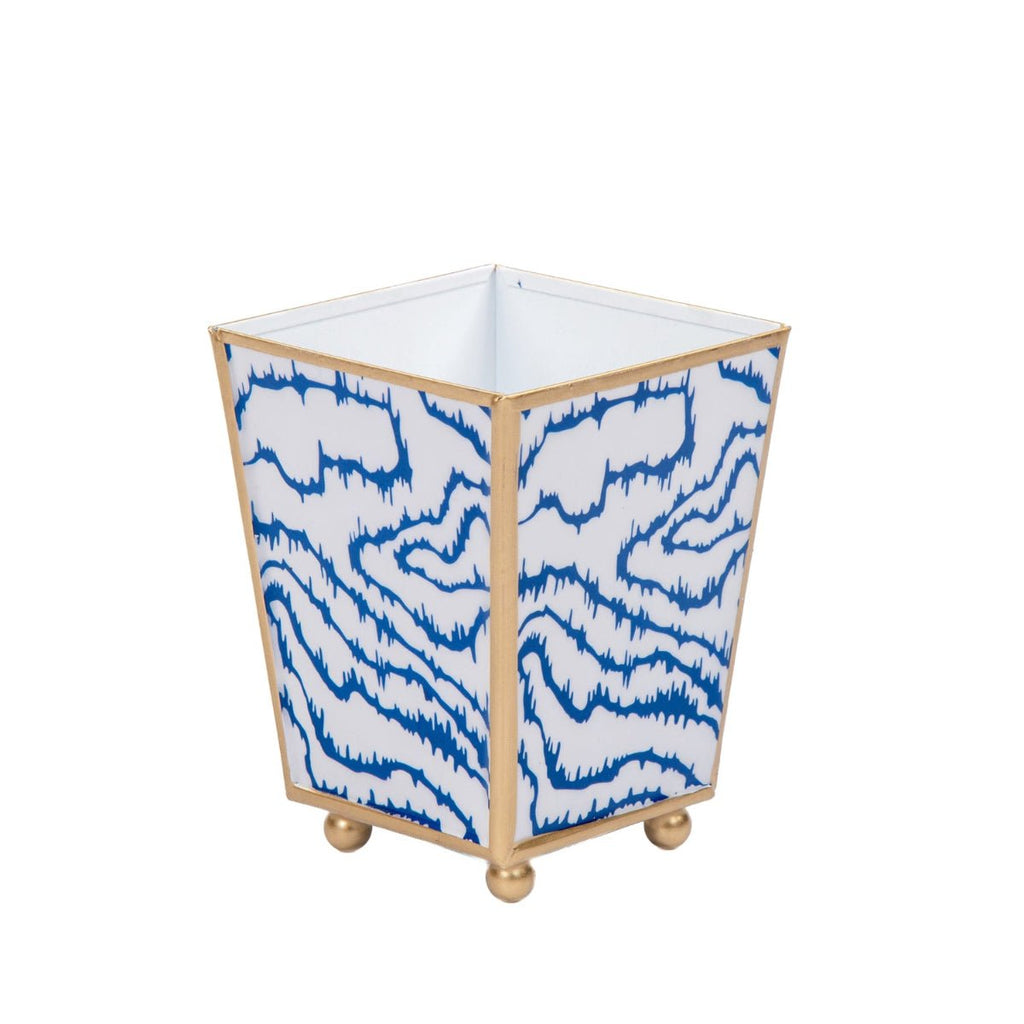 Heatwave Enameled Blue / Cobalt Blue Square Metal Cachepot for Bedroom, Office, Kitchen or Living Room - Cachepots from Jaye's Studio