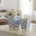 Heatwave Enameled Blue / Cobalt Blue Square Metal Cachepot for Bedroom, Office, Kitchen or Living Room - Cachepots from Jaye's Studio
