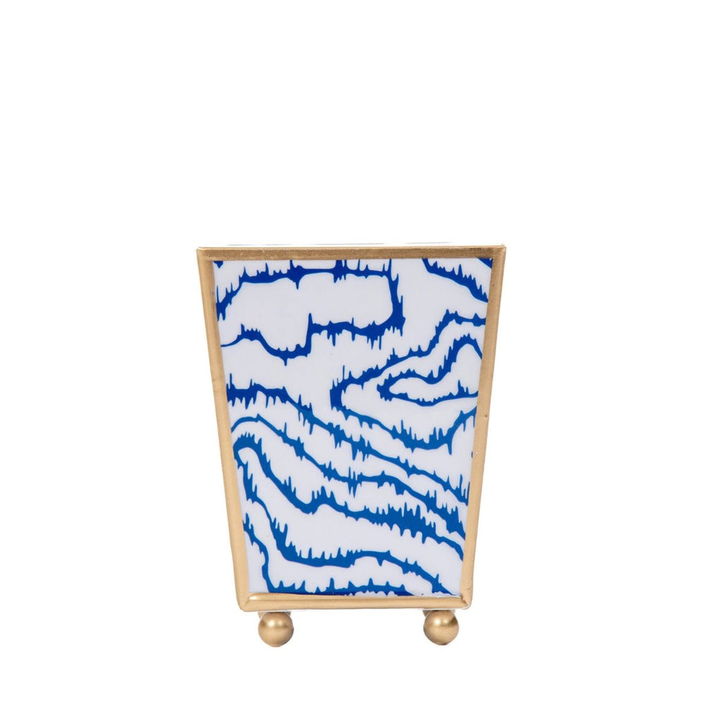 Heatwave Enameled Blue / Cobalt Blue Square Metal Cachepot for Bedroom, Office, Kitchen or Living Room - Cachepots from Jaye's Studio