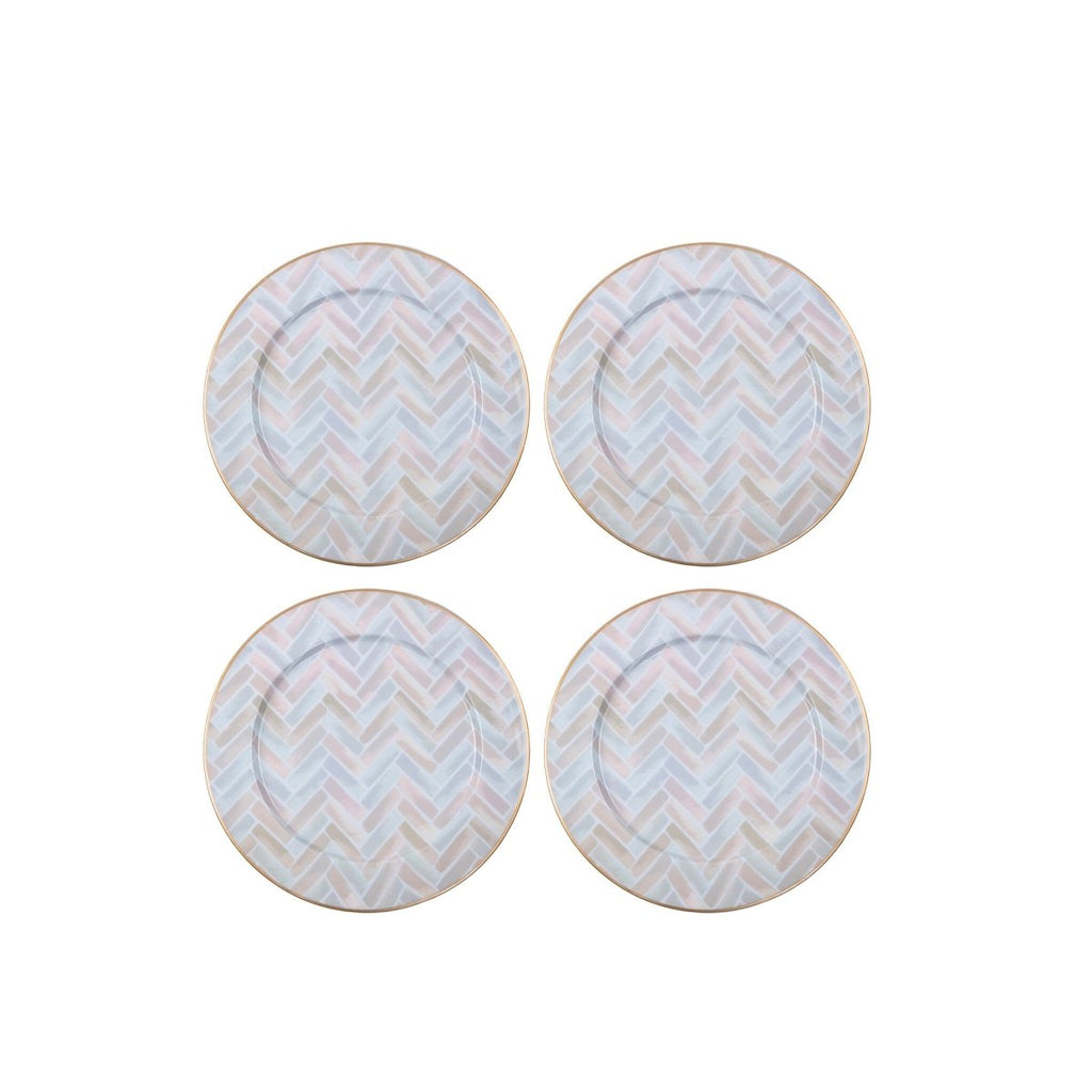 Herringbone Enameled Taupe Charger Plate For Dinnerware, Place settings, Entertaining, Table Top (Pk of 4) - Decorative Plates from Jaye's Studio