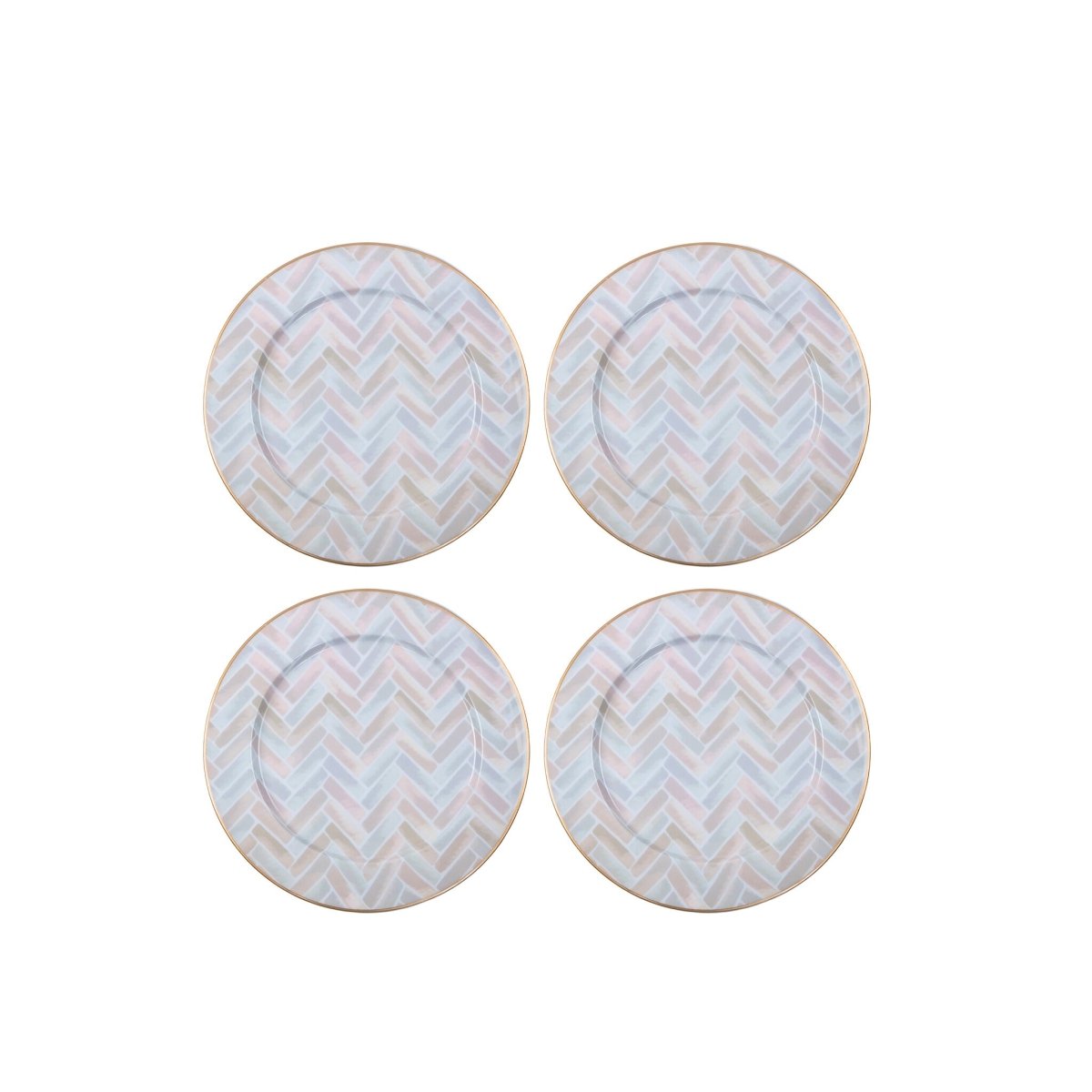 Herringbone Enameled Taupe Charger Plate For Dinnerware, Place settings, Entertaining, Table Top (Pk of 4) - Decorative Plates from Jaye's Studio