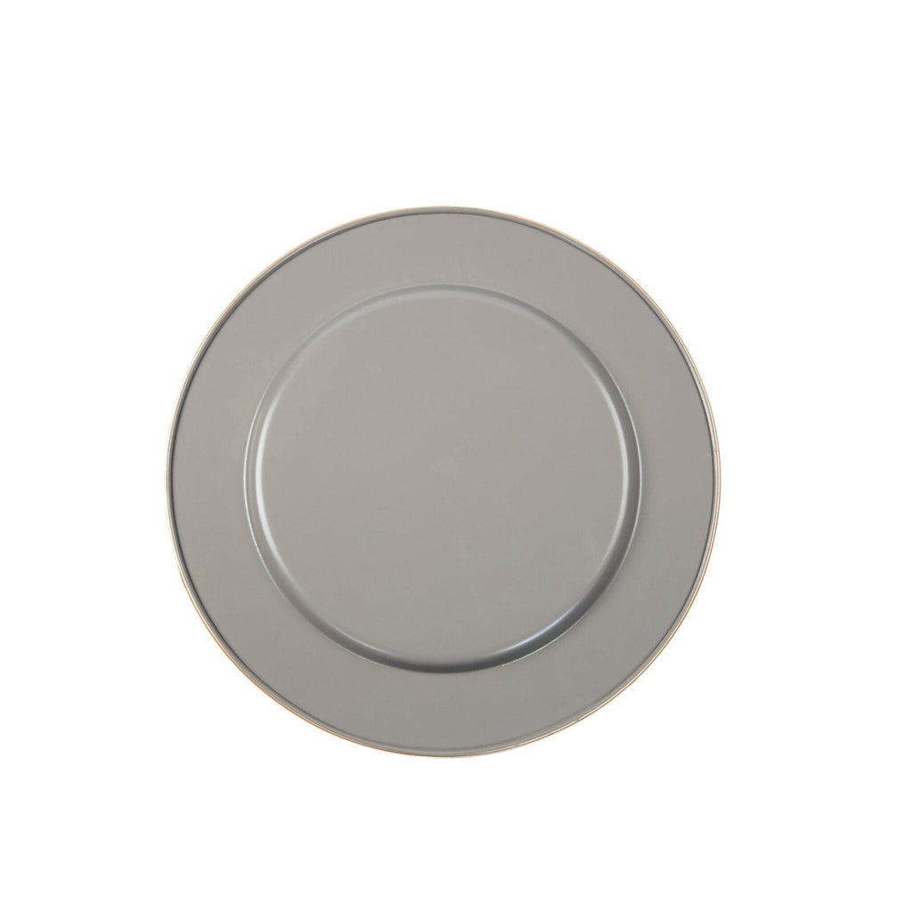 Herringbone Enameled Taupe Charger Plate For Dinnerware, Place settings, Entertaining, Table Top (Pk of 4) - Decorative Plates from Jaye's Studio