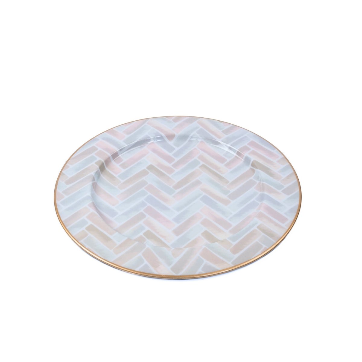Herringbone Enameled Taupe Charger Plate For Dinnerware, Place settings, Entertaining, Table Top (Pk of 4) - Decorative Plates from Jaye's Studio