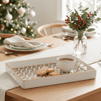 Holly Wreath Bow Enameled Rectangular Tray 10x15 - Serving Trays from Jaye's Studio