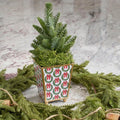 Holly Wreath Bow Enameled Red and Green Square Metal Cachepot Planter for Bedroom, Home Office, Kitchen, Living Room - Cachepots from Jaye's Studio