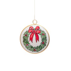 Holly Wreath Bow Ornament (single) - Holiday Ornaments from Jaye's Studio