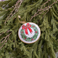 Holly Wreath Bow Ornament (single) - Holiday Ornaments from Jaye's Studio