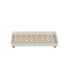 Holly Wreath Bow Red and Green Enameled Rectangle Vanity Tray for Bathroom, Vanity, Bedroom - Oliver Decorative Tray - Vanity Trays from Jaye's Studio