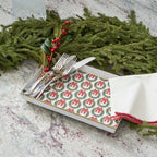 Holly Wreath Bow Red and Green Enameled Rectangle Vanity Tray for Bathroom, Vanity, Bedroom - Oliver Decorative Tray - Vanity Trays from Jaye's Studio