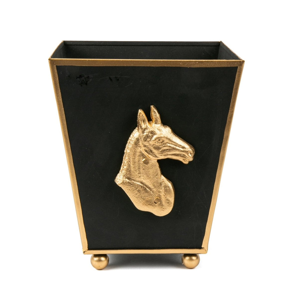 Horse Head Black Square Metal Cachepot for Bedroom, Office, Kitchen or Vanity - Cachepots from Jaye's Studio