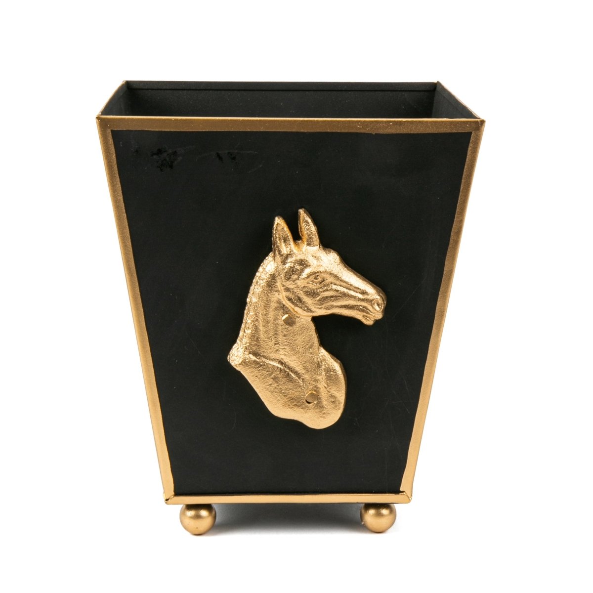 Horse Head Black Square Metal Cachepot for Bedroom, Office, Kitchen or Vanity - Cachepots from Jaye's Studio