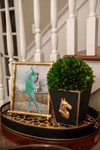 Horse Head Black Square Metal Cachepot for Bedroom, Office, Kitchen or Vanity - Cachepots from Jaye's Studio