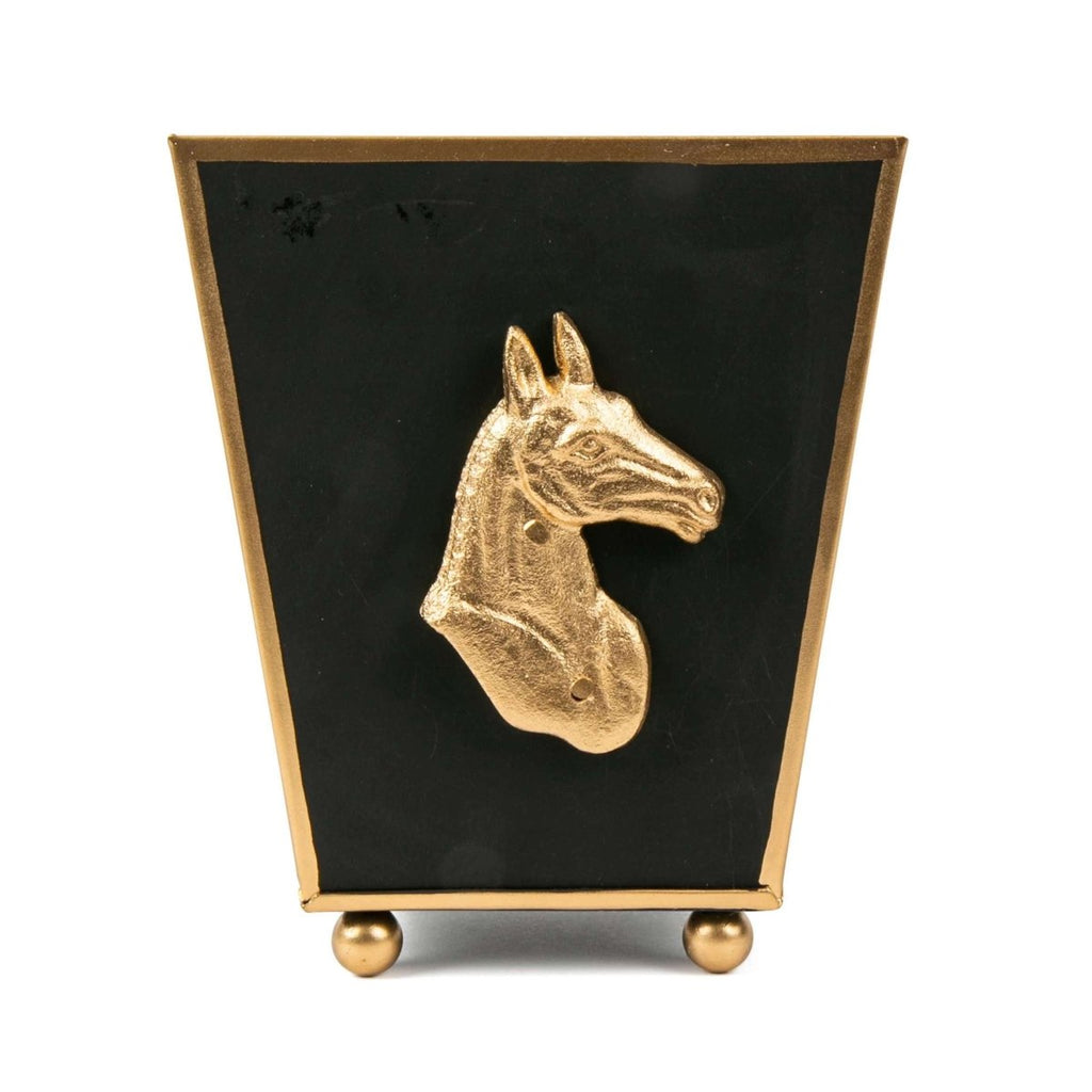 Horse Head Black Square Metal Cachepot for Bedroom, Office, Kitchen or Vanity - Cachepots from Jaye's Studio