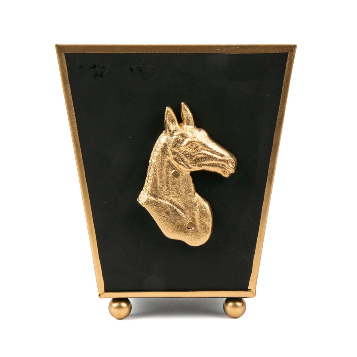 Horse Head Black Square Metal Cachepot for Bedroom, Office, Kitchen or Vanity - Cachepots from Jaye's Studio