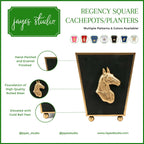 Horse Head Black Square Metal Cachepot for Bedroom, Office, Kitchen or Vanity - Cachepots from Jaye's Studio