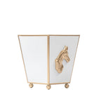 Horse Head White Square Metal Cachepot for Bedroom, Office, Kitchen or Vanity - Cachepots from Jaye's Studio