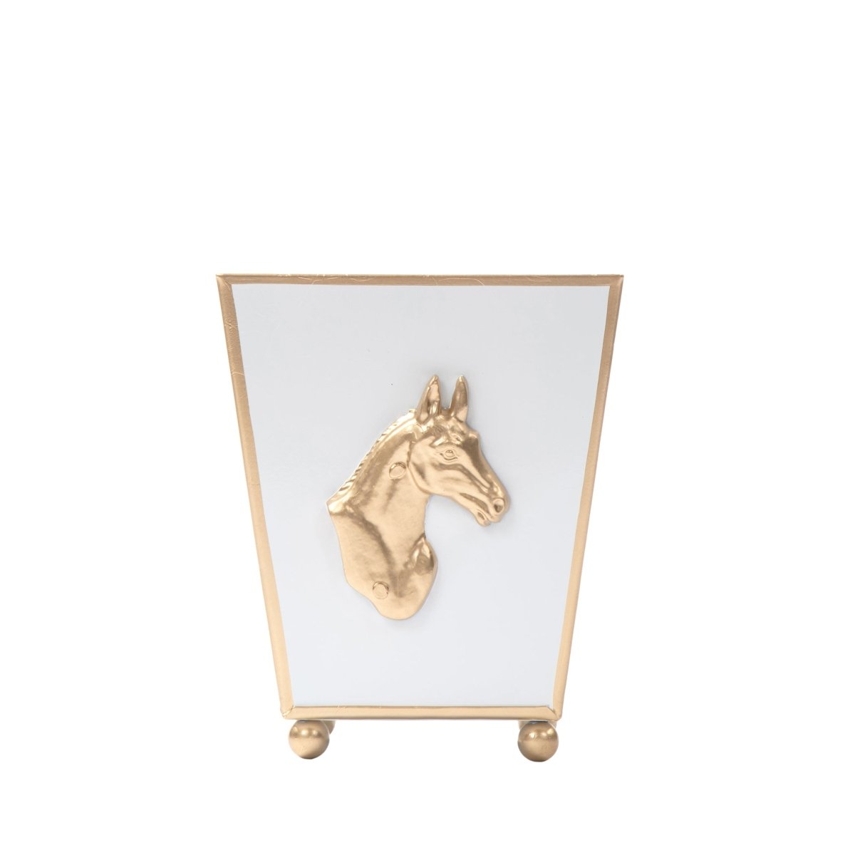 Horse Head White Square Metal Cachepot for Bedroom, Office, Kitchen or Vanity - Cachepots from Jaye's Studio