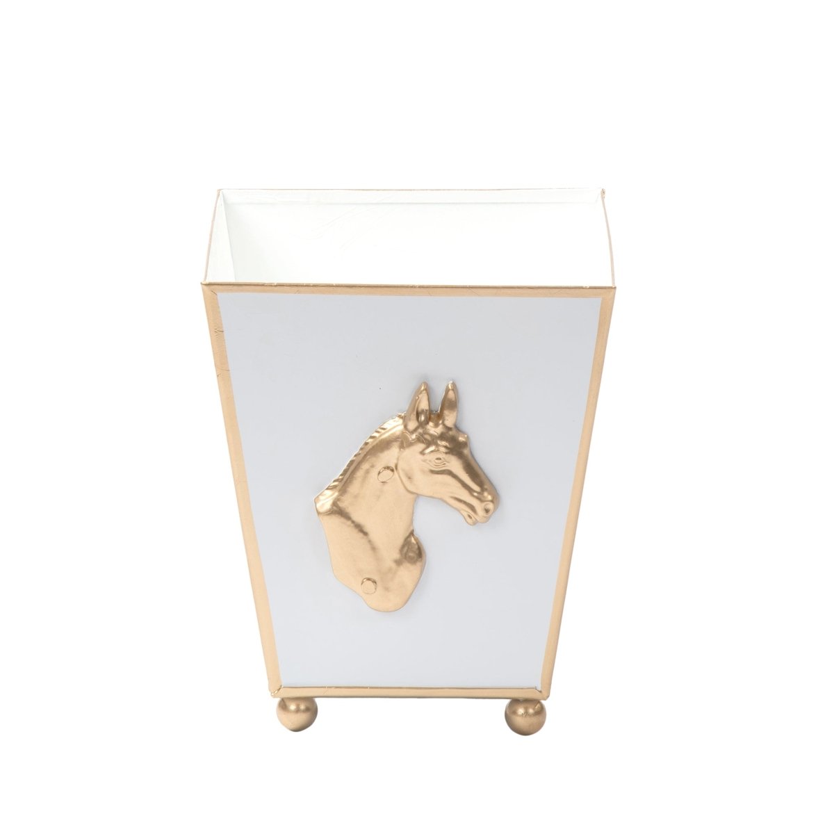 Horse Head White Square Metal Cachepot for Bedroom, Office, Kitchen or Vanity - Cachepots from Jaye's Studio