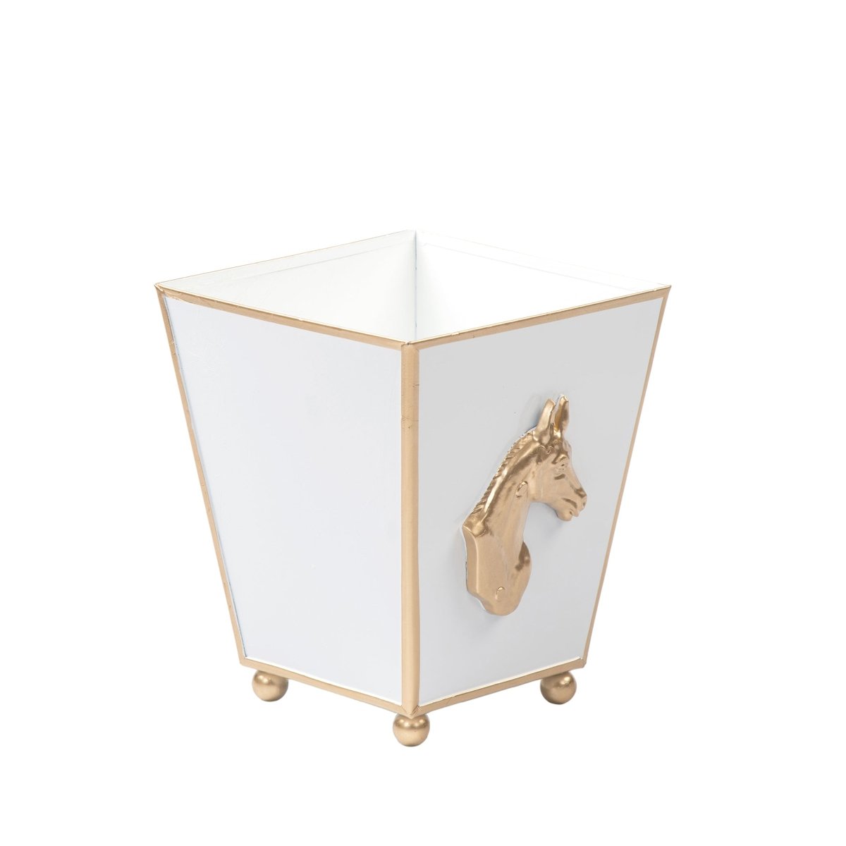 Horse Head White Square Metal Cachepot for Bedroom, Office, Kitchen or Vanity - Cachepots from Jaye's Studio