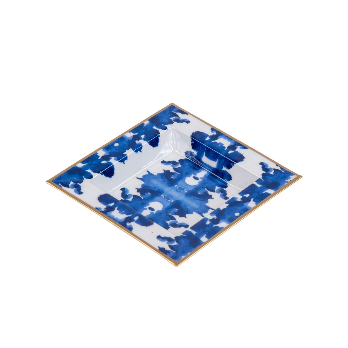 Ink Blot Blue Enameled Square Decorative Trinket Tray, Catch All Tray, Jewelry Tray for Vanity, Bathroom, Bedside Home Office - Avail 02/22 - Trinket Trays from Jaye's Studio