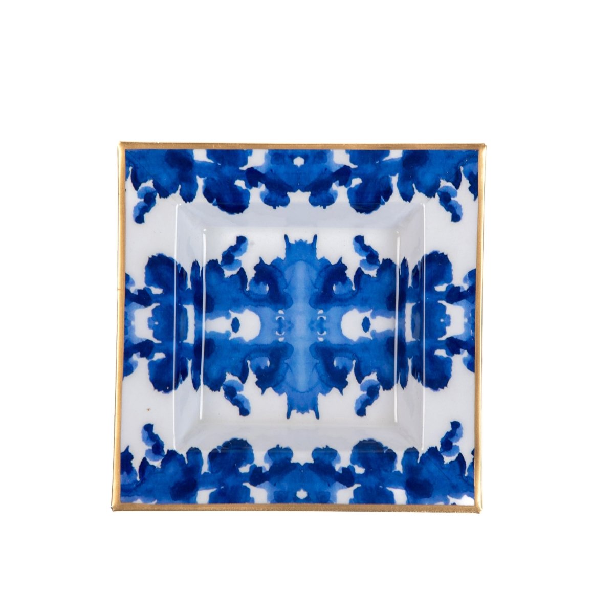 Ink Blot Blue Enameled Square Decorative Trinket Tray, Catch All Tray, Jewelry Tray for Vanity, Bathroom, Bedside Home Office - Avail 02/22 - Trinket Trays from Jaye's Studio