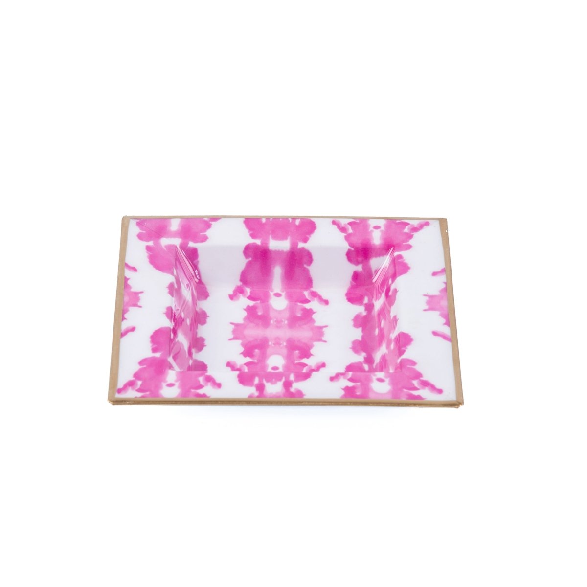 Ink Blot Pink Enameled Square Decorative Trinket Tray, Catch All Tray, Jewelry Tray for Vanity, Bathroom, Bedside Home Office - Trinket Trays from Jaye's Studio