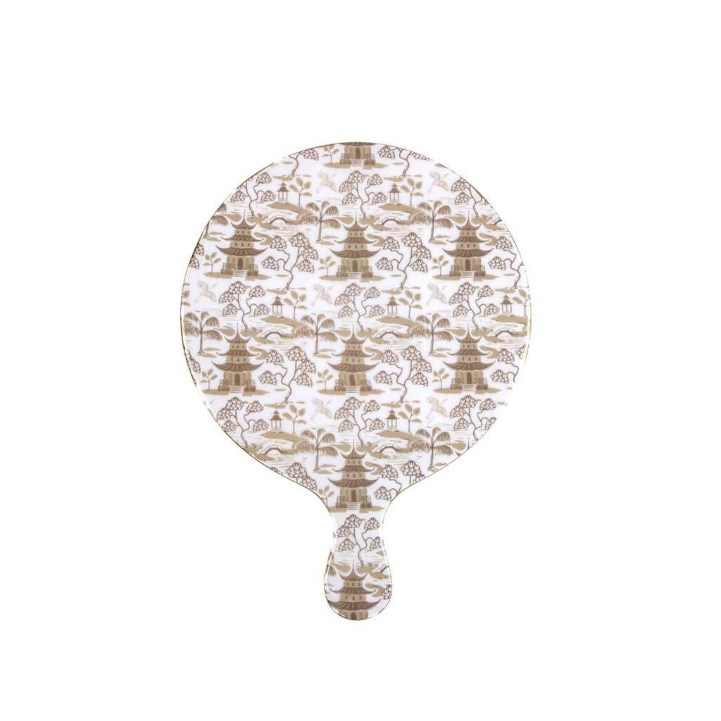 Kyoto Pagoda Taupe and White Large Wooden Charcuterie Board for Cutting, Chopping and Serving - Charcuterie Board from Jaye's Studio