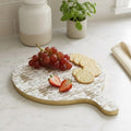 Kyoto Pagoda Taupe and White Large Wooden Charcuterie Board for Cutting, Chopping and Serving - Charcuterie Board from Jaye's Studio