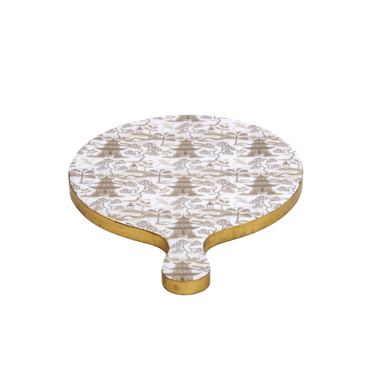 Kyoto Pagoda Taupe and White Large Wooden Charcuterie Board for Cutting, Chopping and Serving - Charcuterie Board from Jaye's Studio