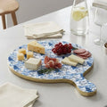 Kyoto Pagoda White and Blue Wooden Charcuterie Board for Cutting, Chopping and Serving - Charcuterie Board from Jaye's Studio