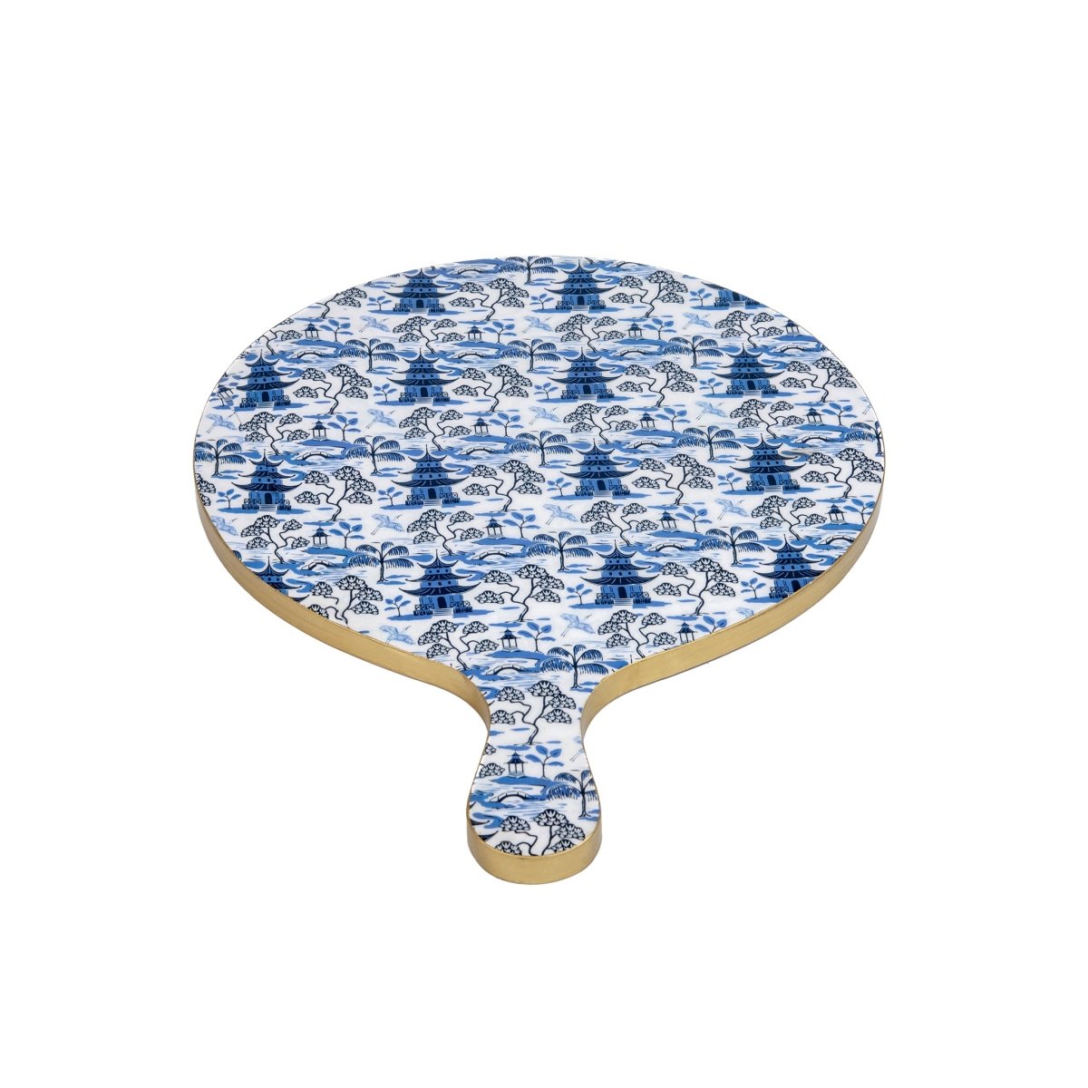 Kyoto Pagoda White and Blue Wooden Charcuterie Board for Cutting, Chopping and Serving - Charcuterie Board from Jaye's Studio